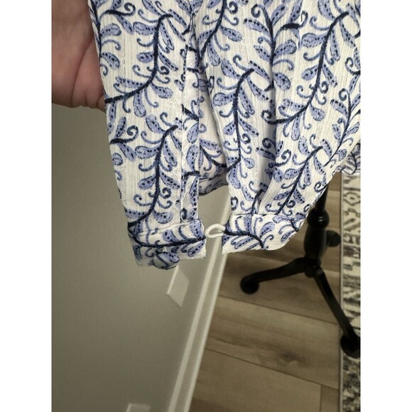 NWT LOFT Women's Classy Print Ruffle Shoulder Blouse sz S Career Summer MSRP $69 - Picture 9 of 15